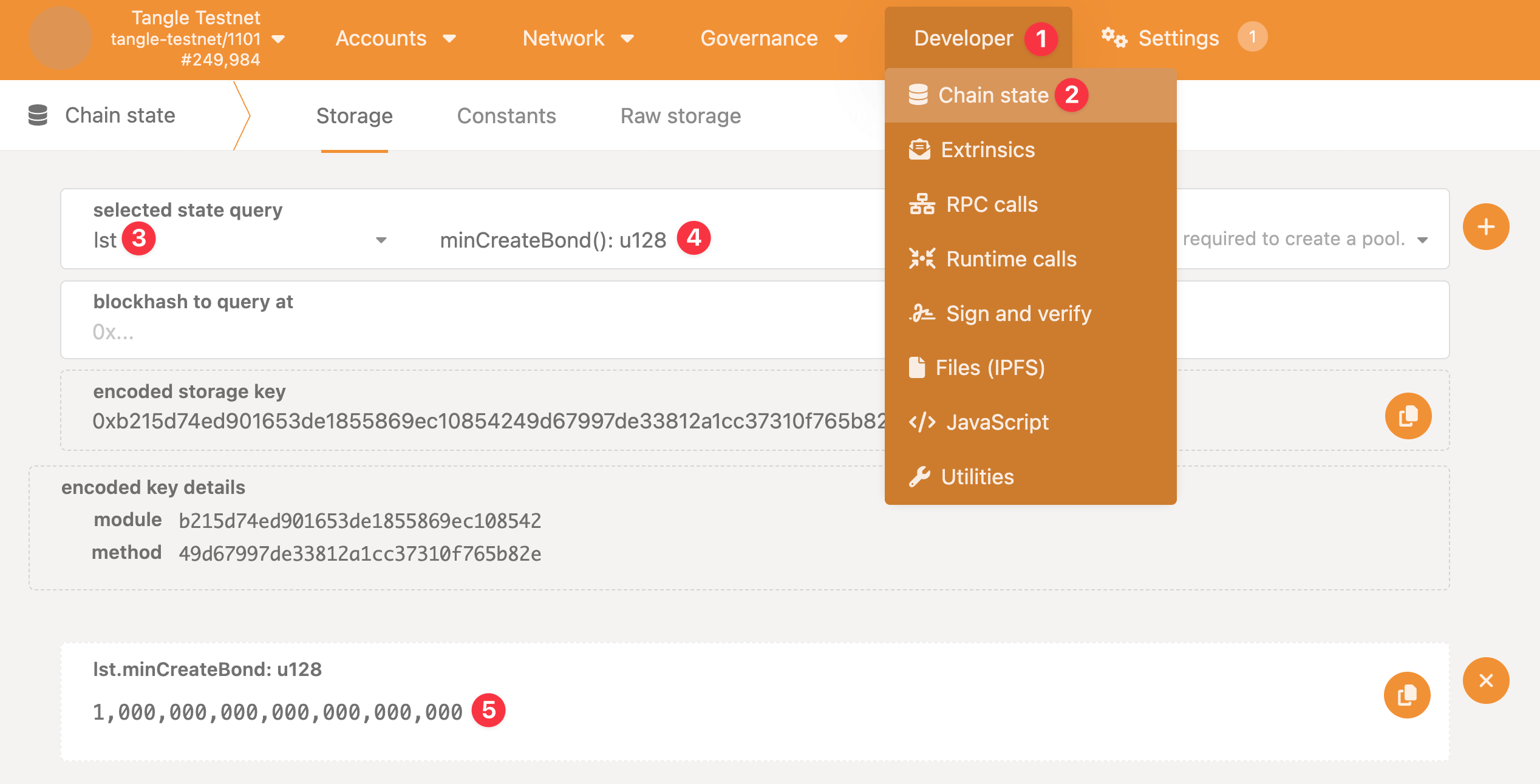 PolkadotJS UI: Check Min. Bond
